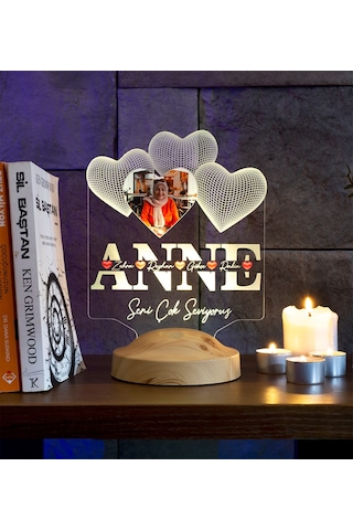 Anneler Günü Hediyesi, Anneye Hediye, Fotoğraflı Hediye, İsim Yazılı Resimli Kişiye Özel 3d Led Foto Lamba