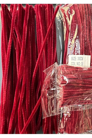 Şönil 30 Cm Bordo A030 Şönil Tüylü Hobi Çubuğu - 100'lü Paket