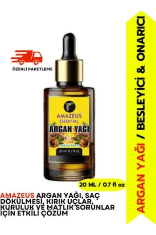 Amazeus Argan Yağı 3'lü %100 Saf Ve Doğal-soğuk Pres Besleyici Etki 3x20 Ml / 2.03 Fl Oz