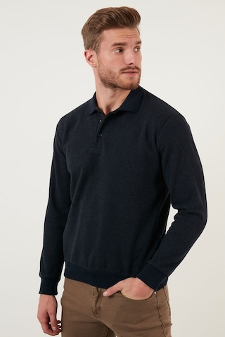 Buratti Pamuklu Regular Fit Düğmeli Polo Yaka Erkek Kazak 456211 Lacivert