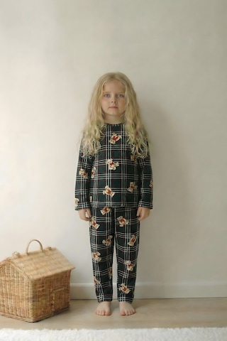 Esila Kids Kız Çocuk Pijama Takımı Uzun Kollu Ayıcık Desenli Yeşil