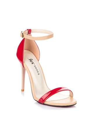 Fox Shoes Kırmızı/ten Rugan Kadın Topuklu Ayakkabı 7749112608 Kırmızı - Bej