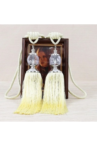 Ebitda 2 Adet 66cm Perde Bağı Püskül Seti - Plastik & Polyester - Kullanışlı Perde Askı Seti