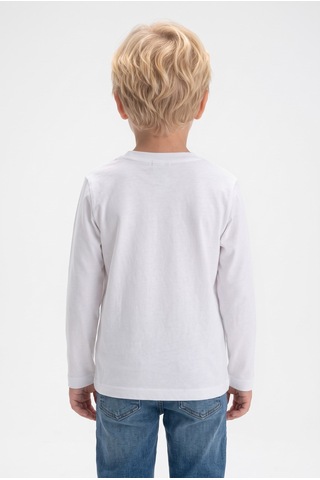 Minipomes Erkek Çocuk Racer Penye Sweatshirt Beyaz
