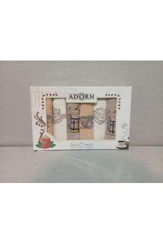 Adorn Coffee Lovers 6'lı Mutfak Havlusu Seti 35x50 Cm Kahverengi - Sarı