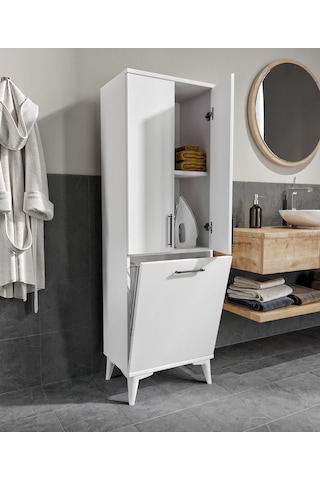Rosepal Mobilya Aria Kirli Sepetli Banyo Dolabı Beyaz