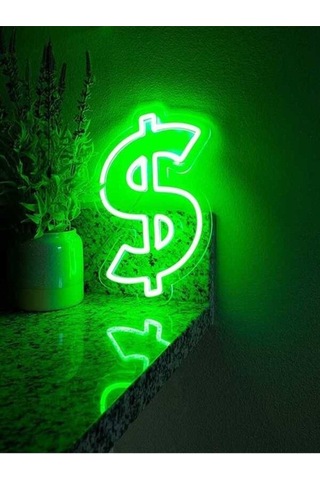 Twins Led Dolar Şekilli Neon Pleksi Tabela Yeşil Model:model:16233366
