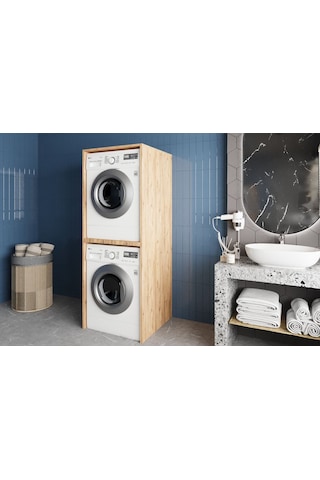 Bohem Çamaşır Ve Kurutma Makinesi Dolabı Banyo Dolabı Çam Çam