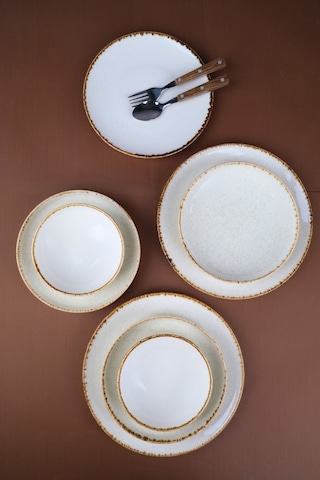 Porser Porselen Sofia Vena Tarçın Yemek Takımı 6 Kişilik 24 Parça S302451103 Ekru