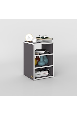 Kenzlife Komodin Panpan Gri 60 39 39 Komidin Kitaplık Ayakkabılık Beyaz