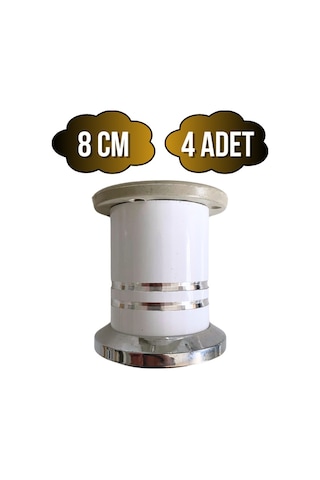 Düz Şeritli 8cm Alüminyum Ayak Mobilya Masa Ve Dolap Ayağı Beyaz 8cm 4 Adet Beyaz