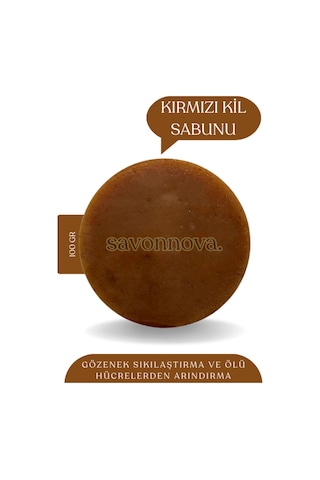 Doğal Kırmızı Kil Sabunu, Doğal Peeling Etkisi, Hasar Görmüş Ciltler İçin Sabun 100gr