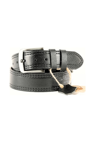 Hakiki Deri Erkek Kemer 4.5 CM Çift Dikişli Siyah Spor Kemer Siyah