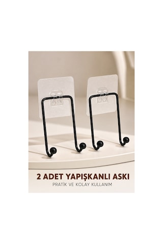 İkili Duvar Tipi Yapışkanlı Askılık Pratik Ev Düzenleme Askısı Çok Renkli Çok Renkli