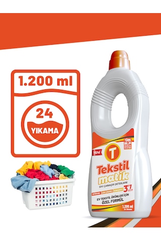 Tekstilmatik Ev Tekstili 3'ü 1 Arada Sıvı Vegan Çamaşır Deterjanı 1200 ML