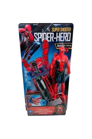 TukaShopping54 Spiderman Örümcek Adam Ağ Fırlatan Ok Atan Vantuzlu Eldiven Işıklı Figür Oyuncak