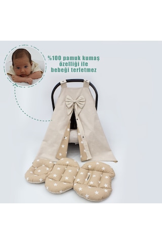 Ortopedik Puset Minderi, Örtü Ve Çarşaf, Ekose Kahverengi