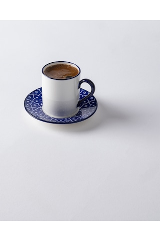 Madame Coco Reve Blue Mais 2 Parça Kahve Fincan Seti - Mavi/beyaz - 90 Ml 8684427302163 Çok Renkli