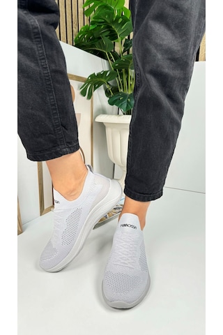 Günlük Unisex Sneaker Slip-on Nefes Alabilen Hafif Yürüyüş Bağcıksız Esnek Spor Ayakkabı 041f Buz