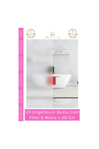 Camfilmi Uv Engelleyici Gizlilik Sağlayan Yapışkanlı Dekoratif Buzlu Cam Filmi 5 Metre X 60 Cm
