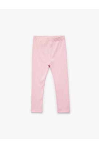 Koton Pamuklu Kaşkorse Beli Lastikli Basic Uzun Tayt Pembe 6wmg40017ak Gül