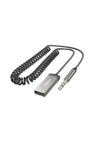 Hoco. E78 Tak Çalıştır Bt Alıcılı 3.5mm Esnek Aux Kablo - Gri