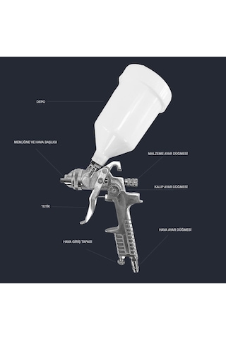 Bhd Profesyonel Üstten Depo 1.4Mm 600Cc Boya Tabancası