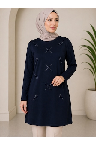 Mutlu City Orta Taş Ve Üzeri Anne Penye Tunik 30644 Lacivert