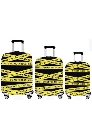 Smart Travel 3lü Set Büyük Orta Kabin Boy Valiz Bavul Koruyucu Kılıfı Şerit Sarı - Siyah