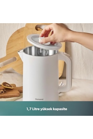 Heatrow Cooltouch 1618h Paslanmaz Çelik El Yakmaz Gövdeli Su Isıtıcısı Beyaz