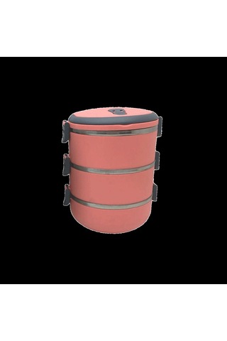 3'lü Sefer Tası Saklama Kabı 1.8 L Koyu Pembe Çok Renkli