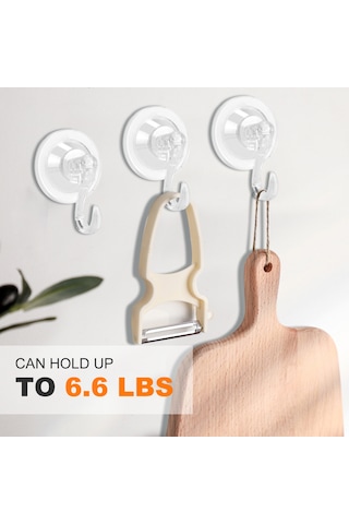 Konesam Tekrarlı Kullanımlı Şeffaf Suction Cup Hooklar 4 Adet - 3 Kg Yük Taşıma - Mutfak, Banyo, Ofis İçin Sıkıca Tutan Duvar/ Pencere Asıcı Şeffaf
