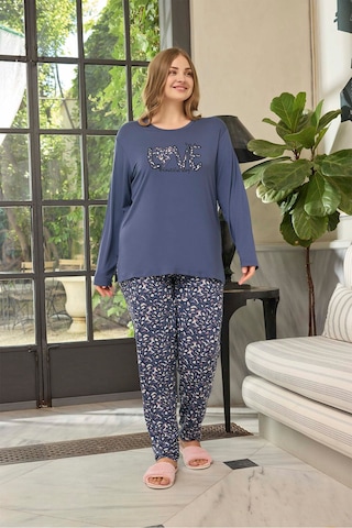 Aydoğan Kadın İnci Büyük Beden Love Ortanca Mor Pijama Takım 0656 Mor