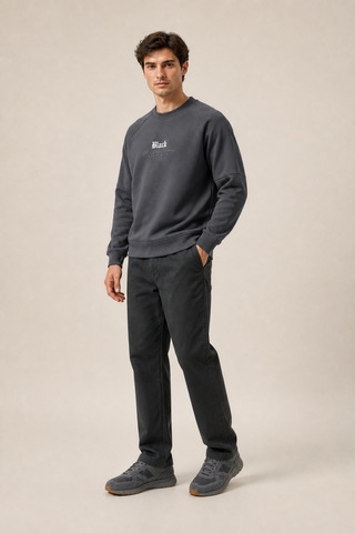 Redline Black Yeni Sezon Erkek Kışlık Regular Fit Sweatshirt Pamuklu Antrasit