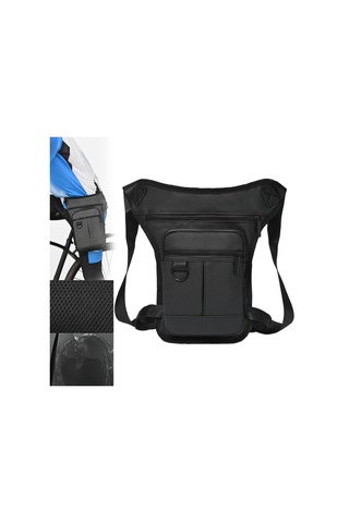 Homyl Erkek Bel Çantası Motosiklet Bacak Fanny Paketi Siyah Siyah