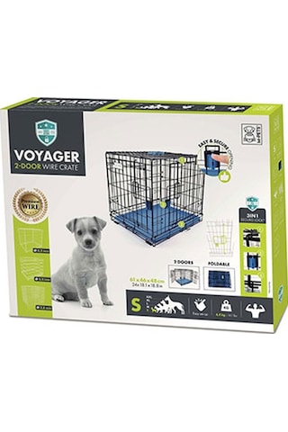 M-pets Voyager 2 Kapılı Köpek Kafesi Small Mavi 61x46x48 Cm 244-52028.01