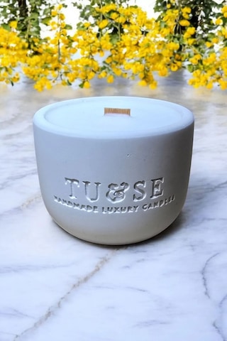 Tuse Candles Beyaz Beton Mum