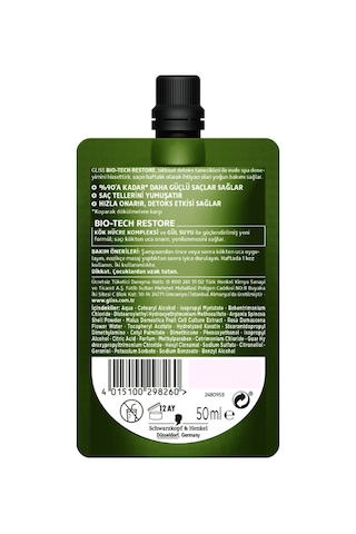 Schwarzkopf Gliss Bio Tech Haftalık Bakım Terapisi Saç Kremi 50 ML