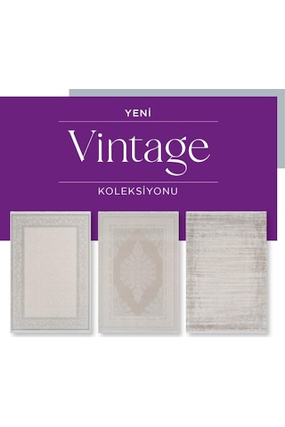 Royal Halı Vintage Vh05a Krem Vizon Akrilik Yumuşak Dokulu Modern Eskitme Halı