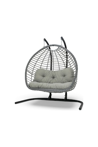 Wellagarden Güneş Kahverengi Rattan İkili Salıncak