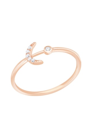 Diamond Line - Gülaylar - Pembe Altın 14 Ayar Ay Yüzük