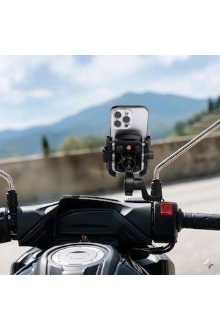 Titreşim Engelleyici Modüllü Motosiklet Telefon Tutucu Ch-110 Siyah