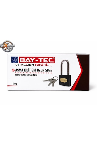 Bay-tec Asma Kilit Gri Uzun 50mm