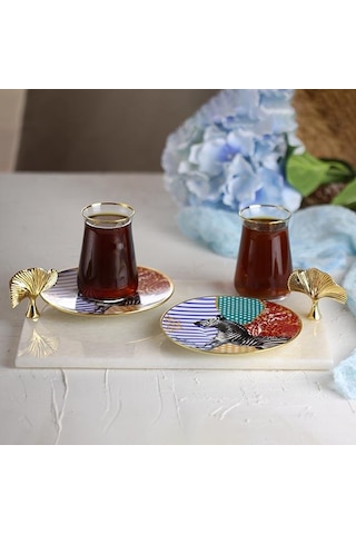 Akayev Mermer Beyaz 30X20 CM Altın Ginkgo Sunum Tabağı