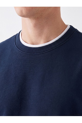 Lcw Vision Lacivert Bisiklet Yaka Erkek Kalın Sweatshirt