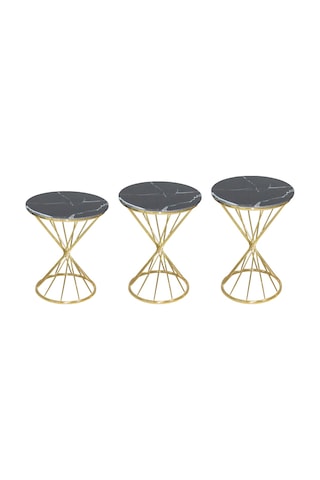 Zigon Rivoli BRC Model Siyah Mermer Temper cam Metal Çelik Gold Renk Kaplama Ayak El Yapım