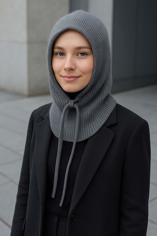 Kadın Triko Balaklava Bere Şapka Rkşbyn-05 Antrasit Antrasit