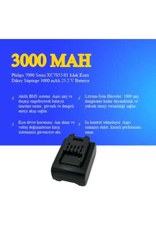 Philips 7000 Serisi Xc7055/01 Islak Kuru Dikey Süpürge 3000 Mah 25.2 V Batarya