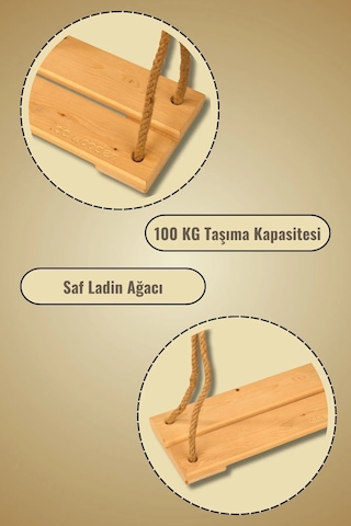 Doğal Ahşap Ev Ve Bahçe Tipi Halatlı Salıncak - Çocuk Salıncağı Ahşap