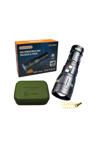 Or-g601 200w Lazer Led El Feneri + Yedek Pil Seti - Powerbank Özellikli Profesyonel Avcı Paketi Siyah